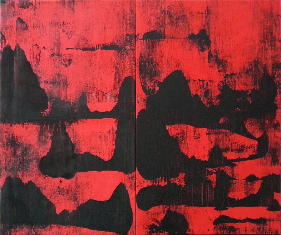 Červené hory (diptych) akryl
